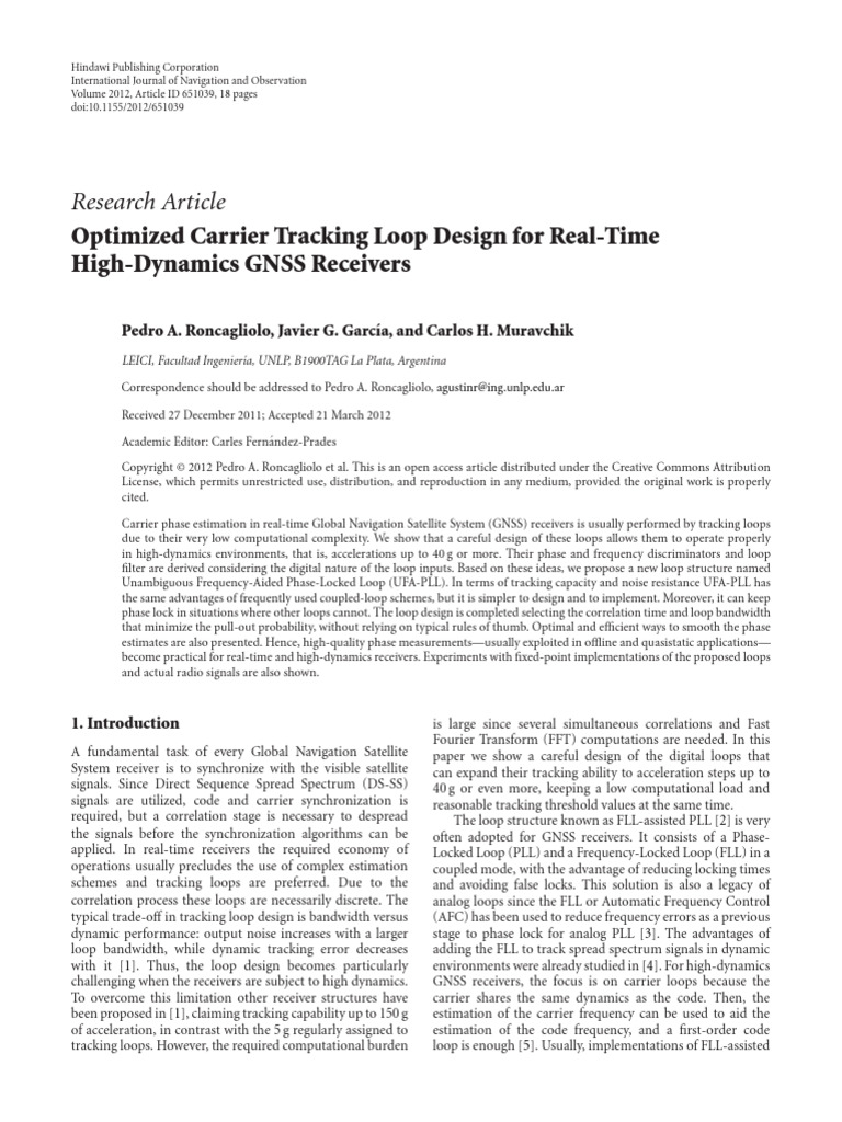 Carrier Tracking LoopDesignforHighDynamics | PDF | Filter (Signal ...