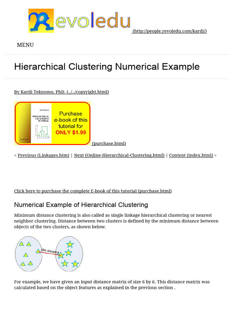 Hierarchical Clustering Tutorial Numerical Example | PDF | Matrix ...