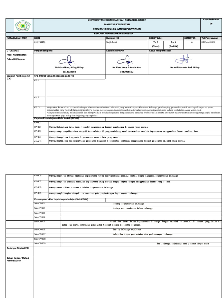 RPS OBE Kep Keluarga Genap 2025-2026 | PDF