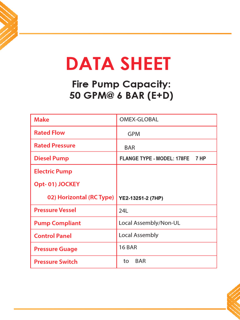 Fire Pump Data Sheet | PDF