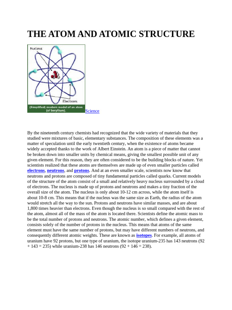 The Atom and Atomic Structure | PDF | Neutron | Nuclear Fission