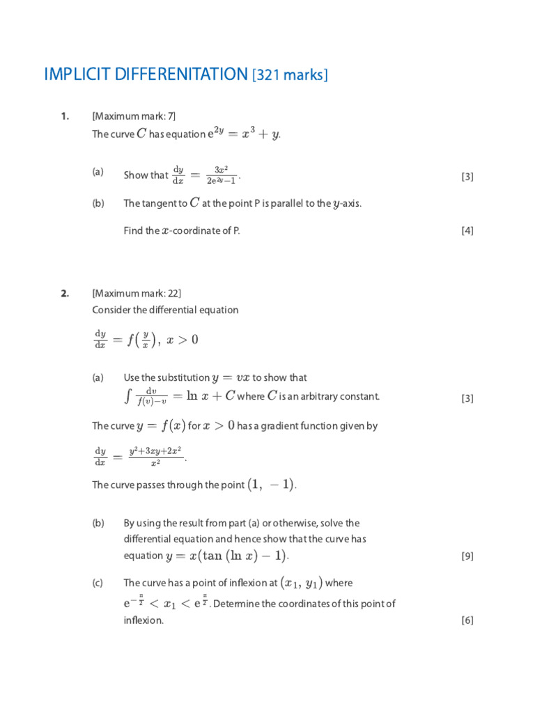 Implicit Differentiation | PDF | Volume | Equations