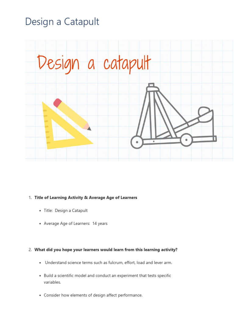 Design a Catapult | PDF | Lever