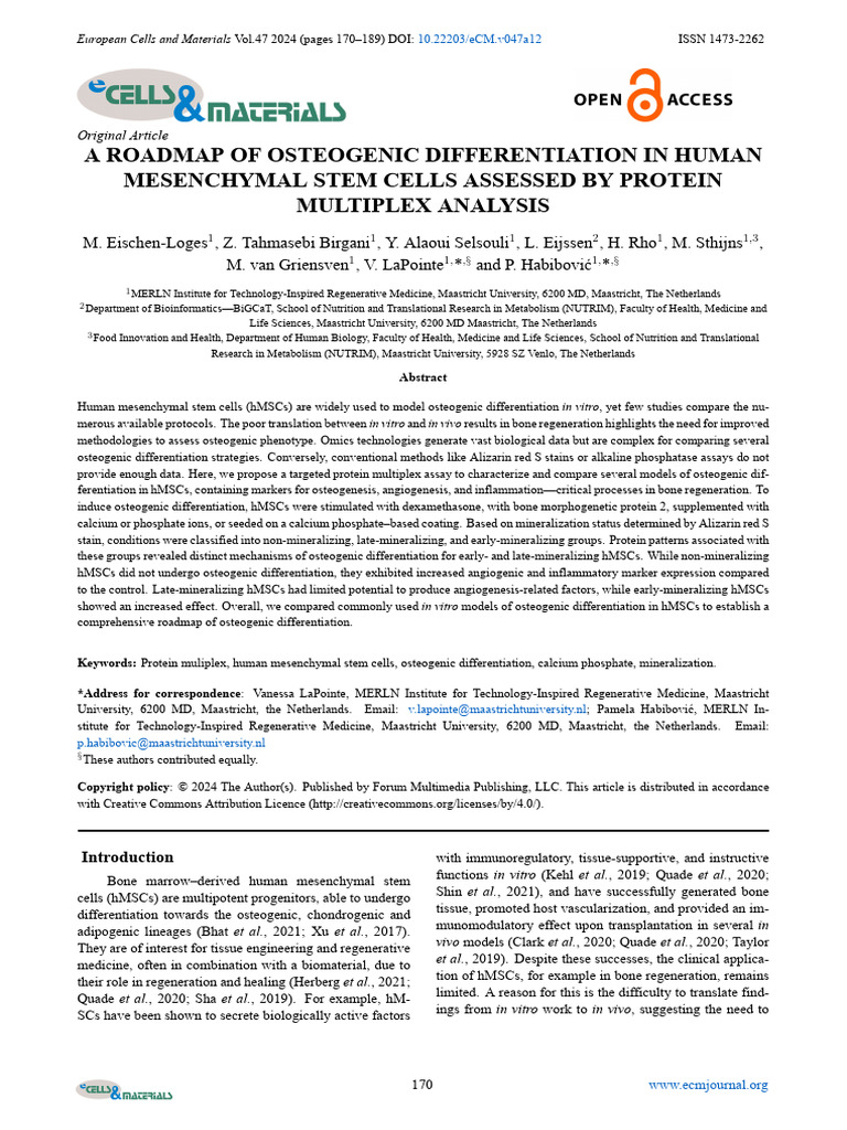 A Roadmap of Osteogenic Differentiation in Human m | PDF | Cellular ...