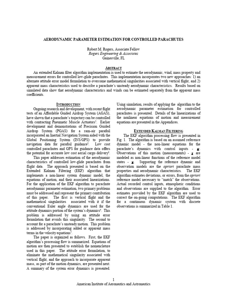 AGAS - Rogers - Aerodynamic Parameter Estimation For Controlled ...
