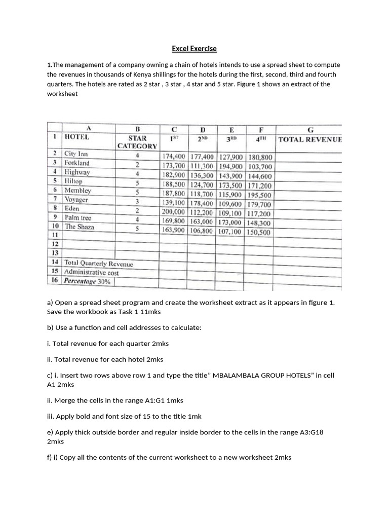 Excel Exercise | PDF