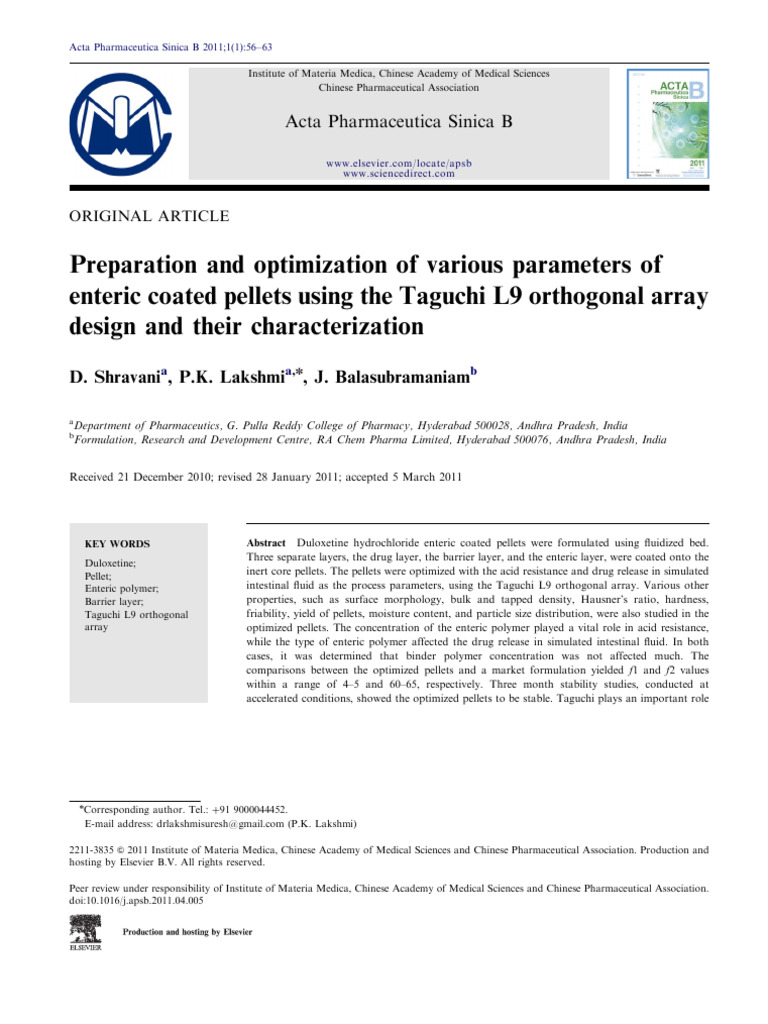 Preparation and Optimization of Various Parameters | PDF | Buffer ...