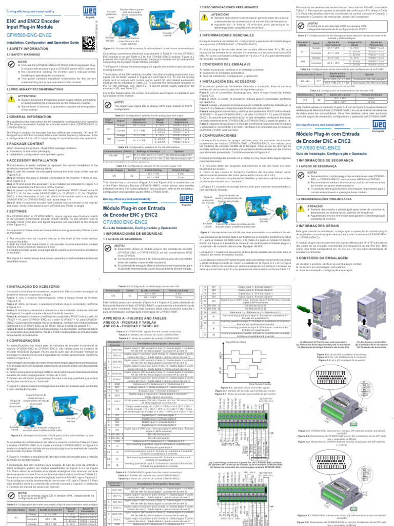 WEG Cfw500 Enc Modulo Plug in Com Entrada de Encoder 10002552668 Guia ...