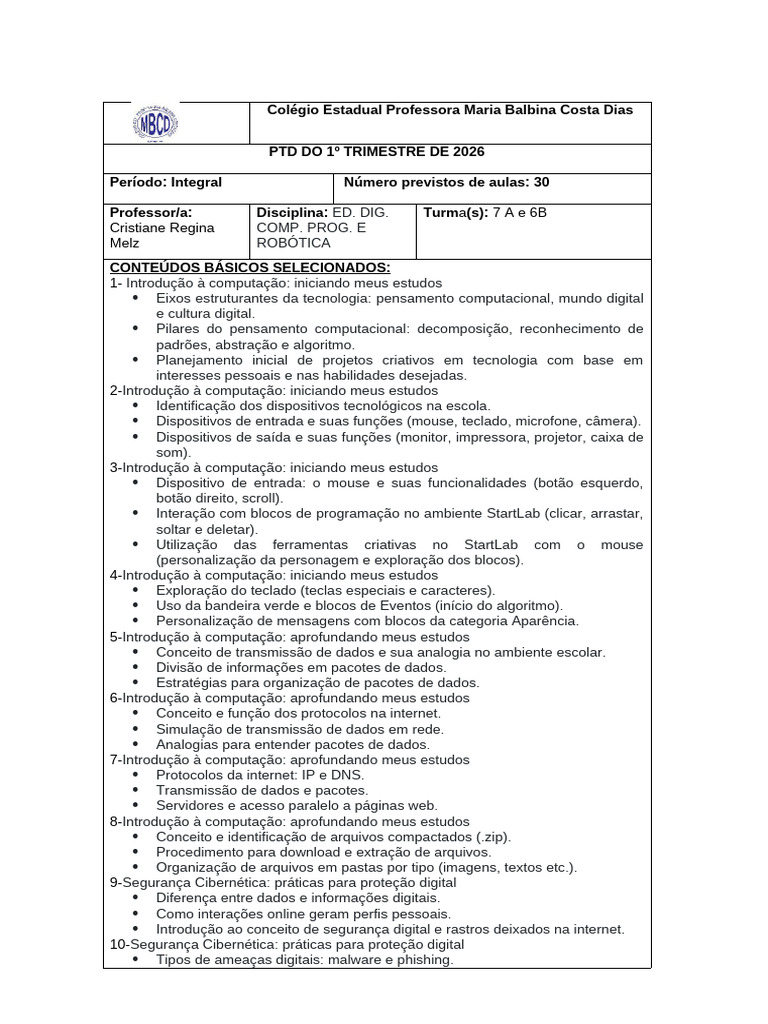 PTD 2026 7robótica | PDF | Internet | Informática
