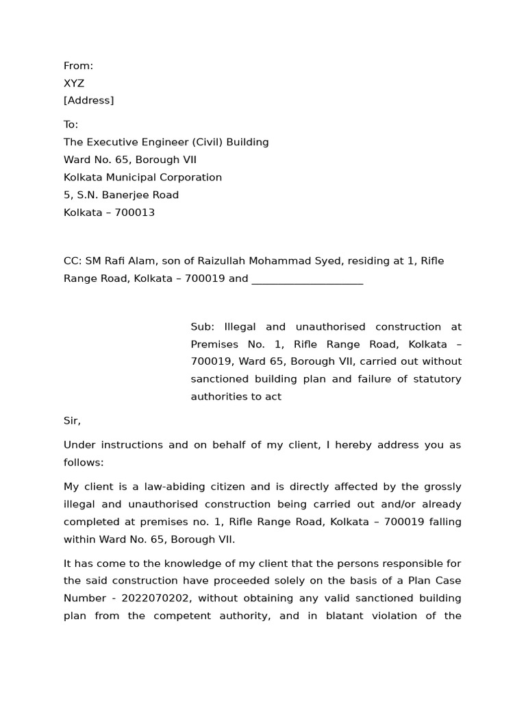 Imran draft KMC notice Rifle Range | PDF | Justice | Crime & Violence