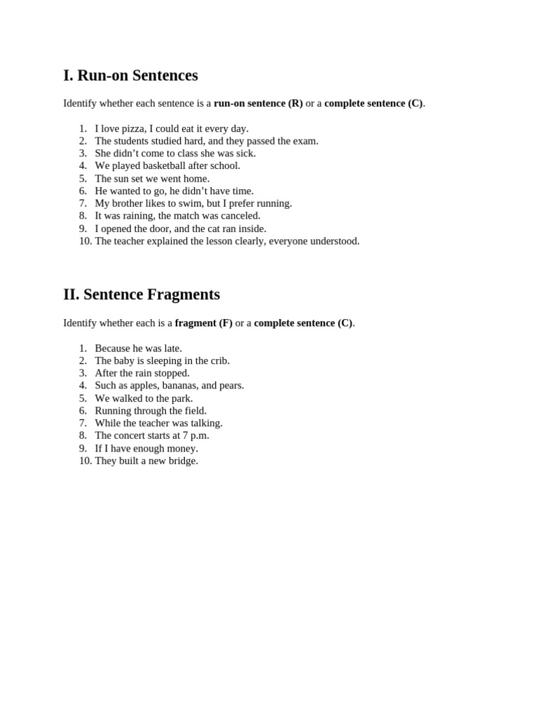 Sentence Error Exercise 1 | PDF