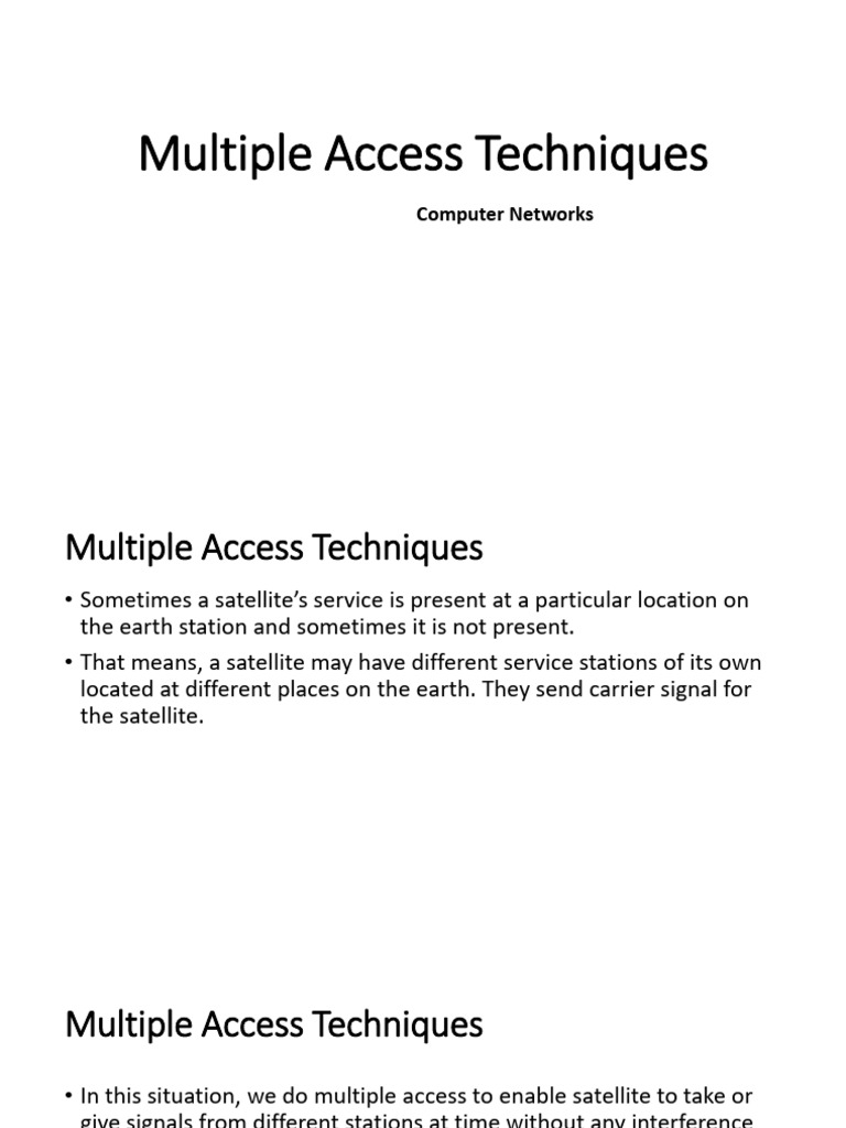 Multiple Access Techniques | PDF | Channel Access Method | Data ...