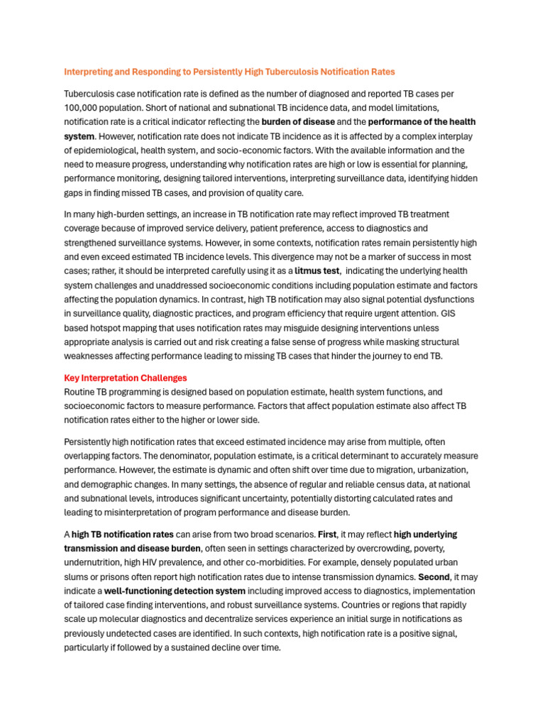 Interpreting and Responding to Persistently High Tuberculosis ...