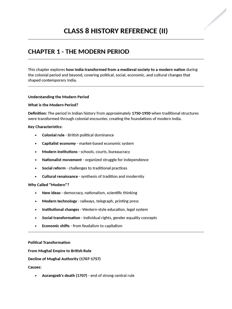 Class 8 History Reference (II) | PDF