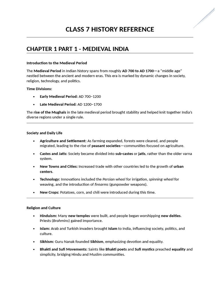 Class 7 History Reference | PDF