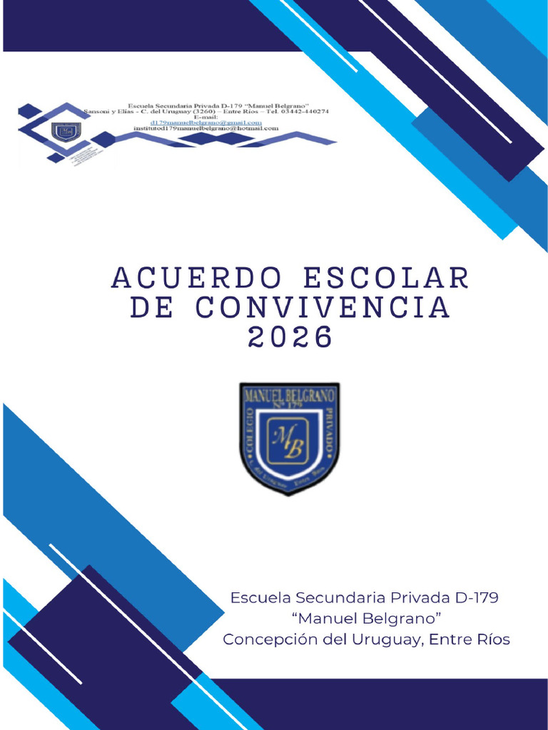 Acuerdo Escolar de Convivencia 2026 - Colegio Belgrano | PDF | Escuelas ...