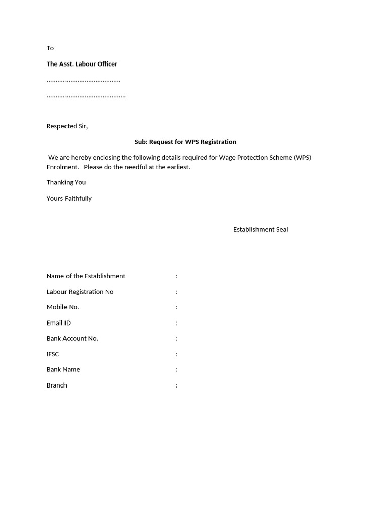 WPS Request Letter | PDF