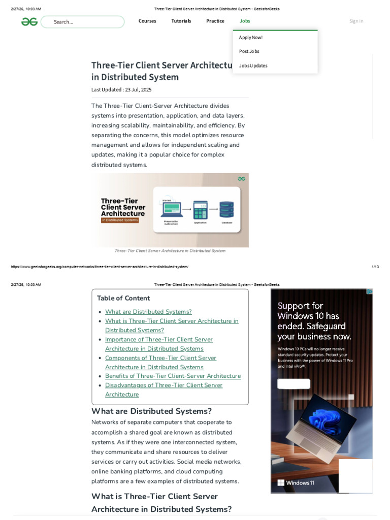 Three-Tier Client Server Architecture in Distributed System ...