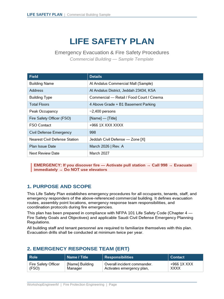 Life Safety Plan Sample | PDF | Fire Safety | Elevator