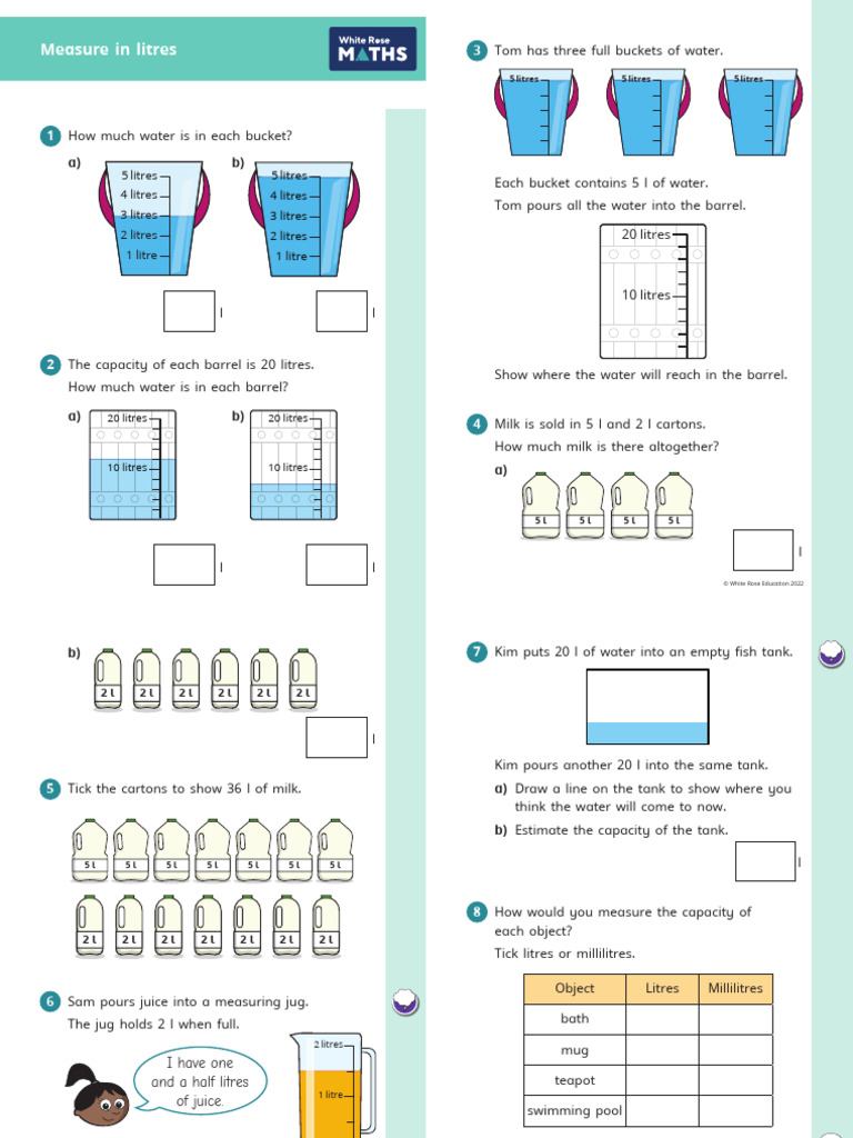 9.Y2 Spring Block 4 WO7 Measure in litres 2022 | PDF | Litre | Metrology