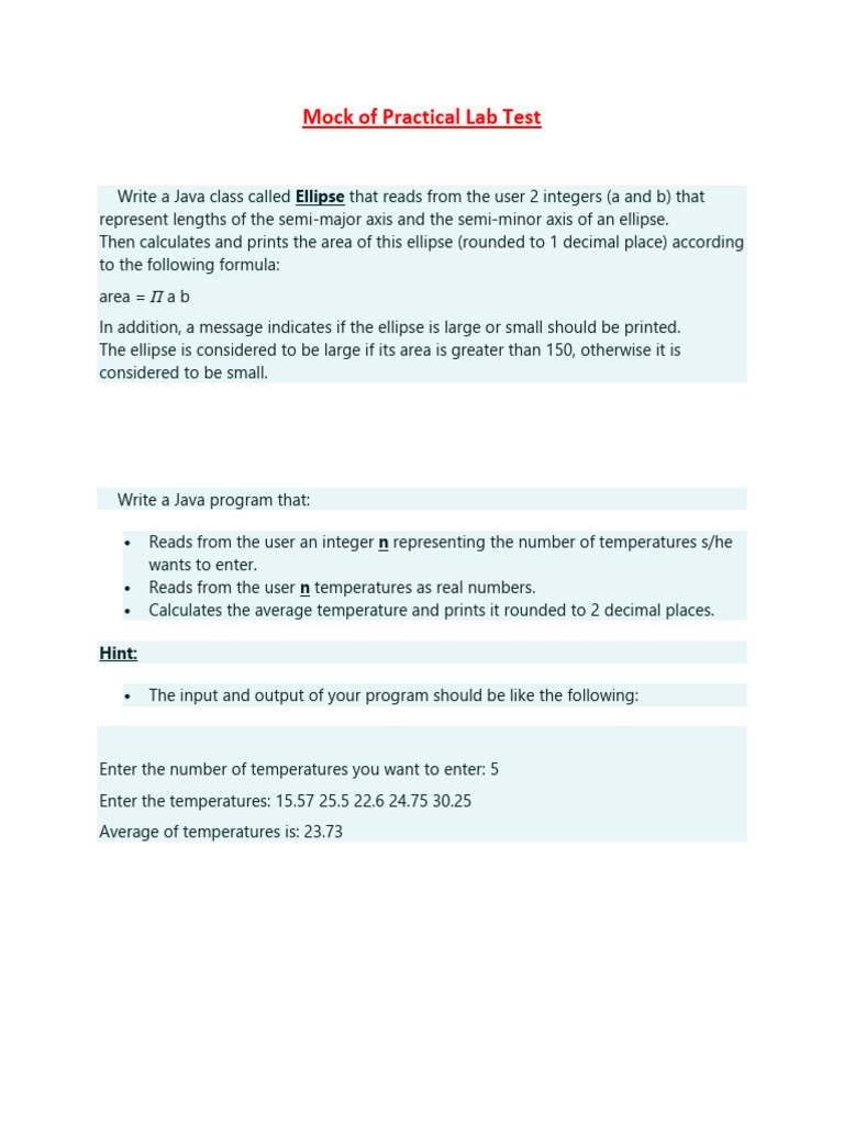 Mock of Practical Lab Test | PDF
