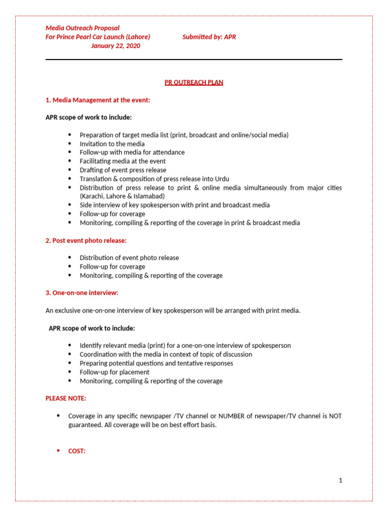 Prince Pearl Launch Proposal - APR | PDF