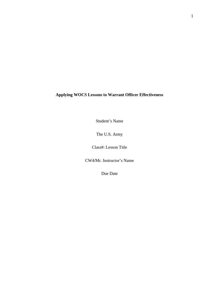 Applying WOCS Lessons To Warrant Officer Effectiveness | PDF ...