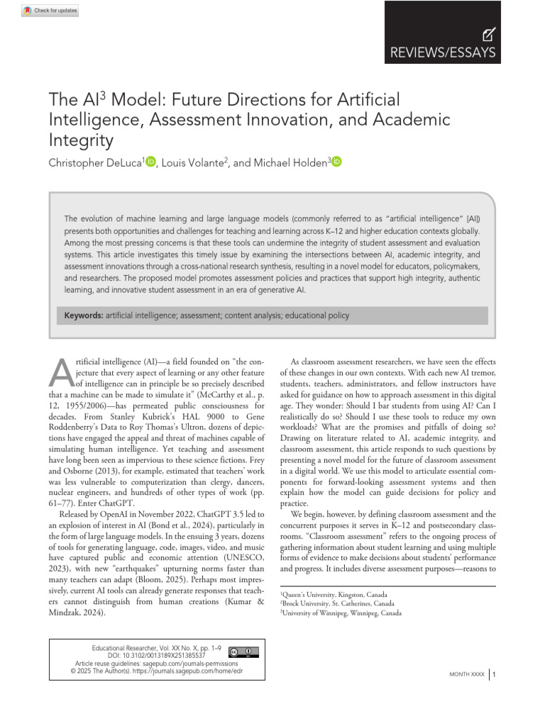 (DeLuca 2025) the AI3 Model Future Directions for Artificial ...