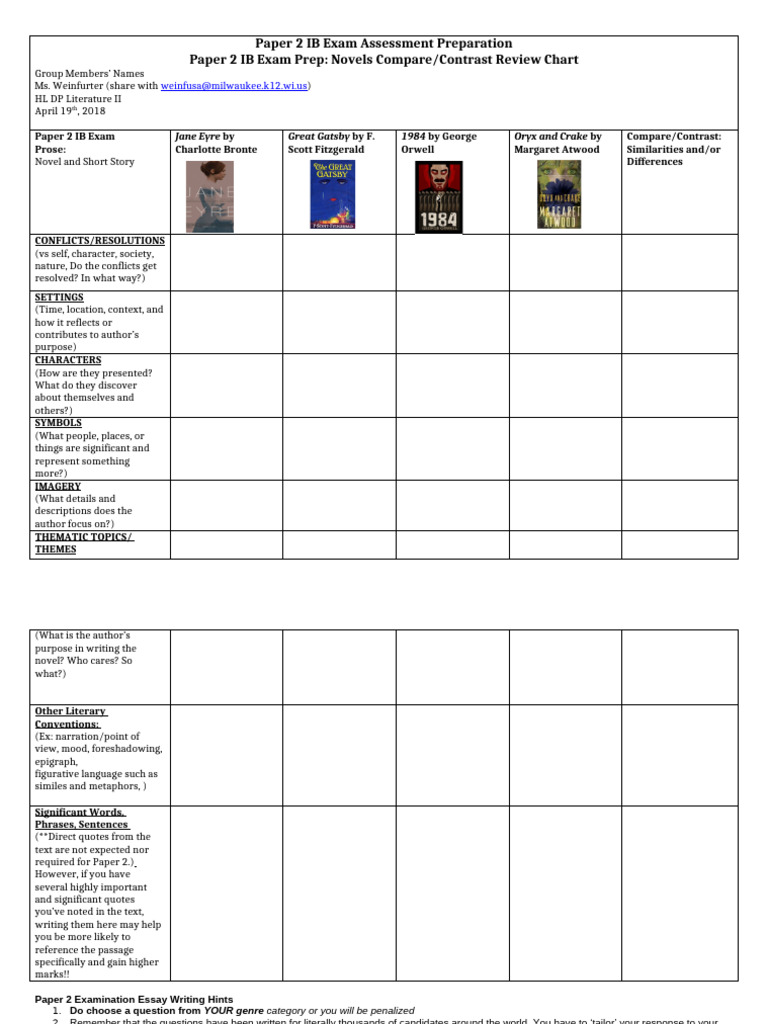Paper 2 Compare Contrast Chart Review | PDF | Essays | Question