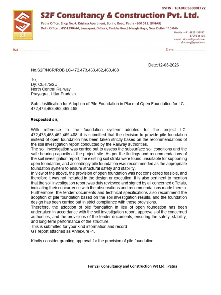 Letter For Pile Foundation | PDF | Geotechnical Engineering | Civil ...