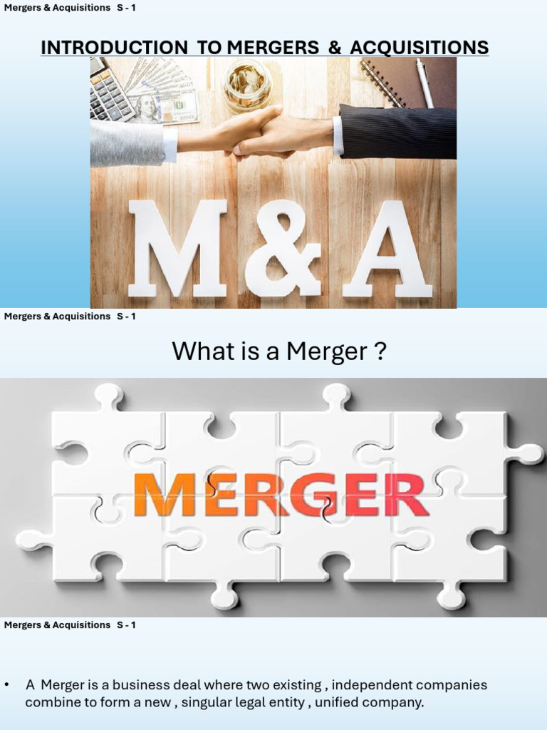 Session 1 Intro to Mergers | PDF | Mergers And Acquisitions | Private ...