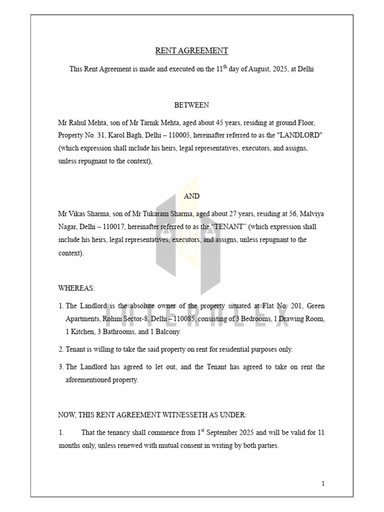 Rent Agreement - March | PDF | Leasehold Estate | Landlord