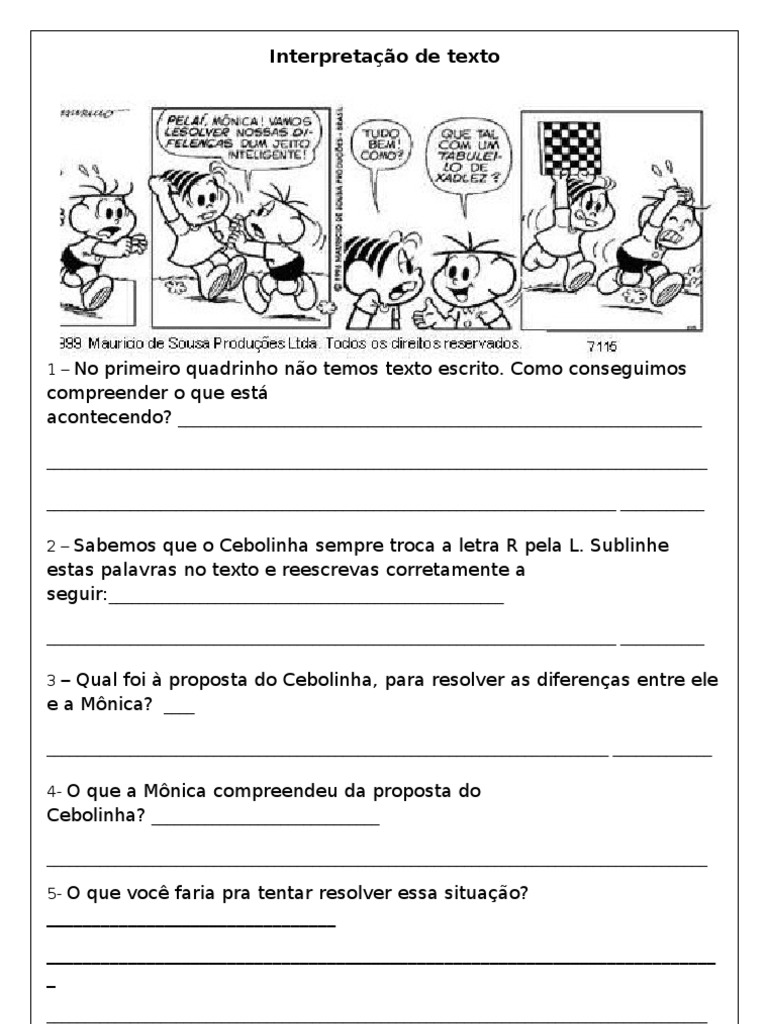 Interpretação da Tirinha da Mônica | PDF | Carreira e Crescimento ...