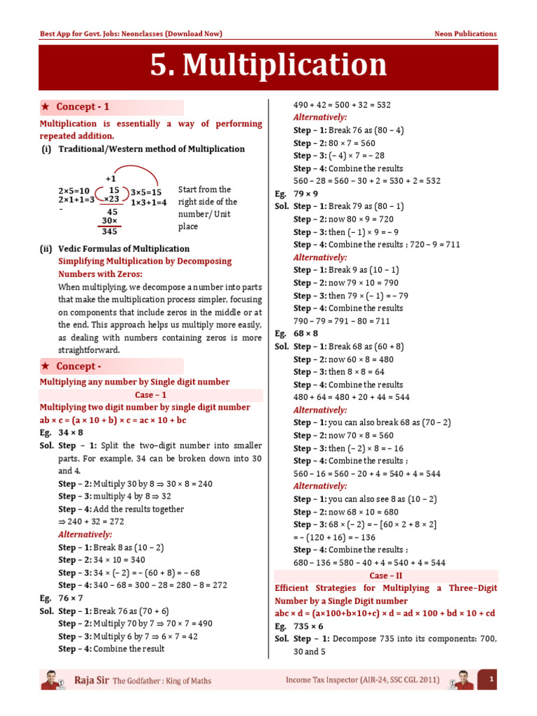 5. Multiplication FINAL | PDF | Multiplication | Abstract Algebra