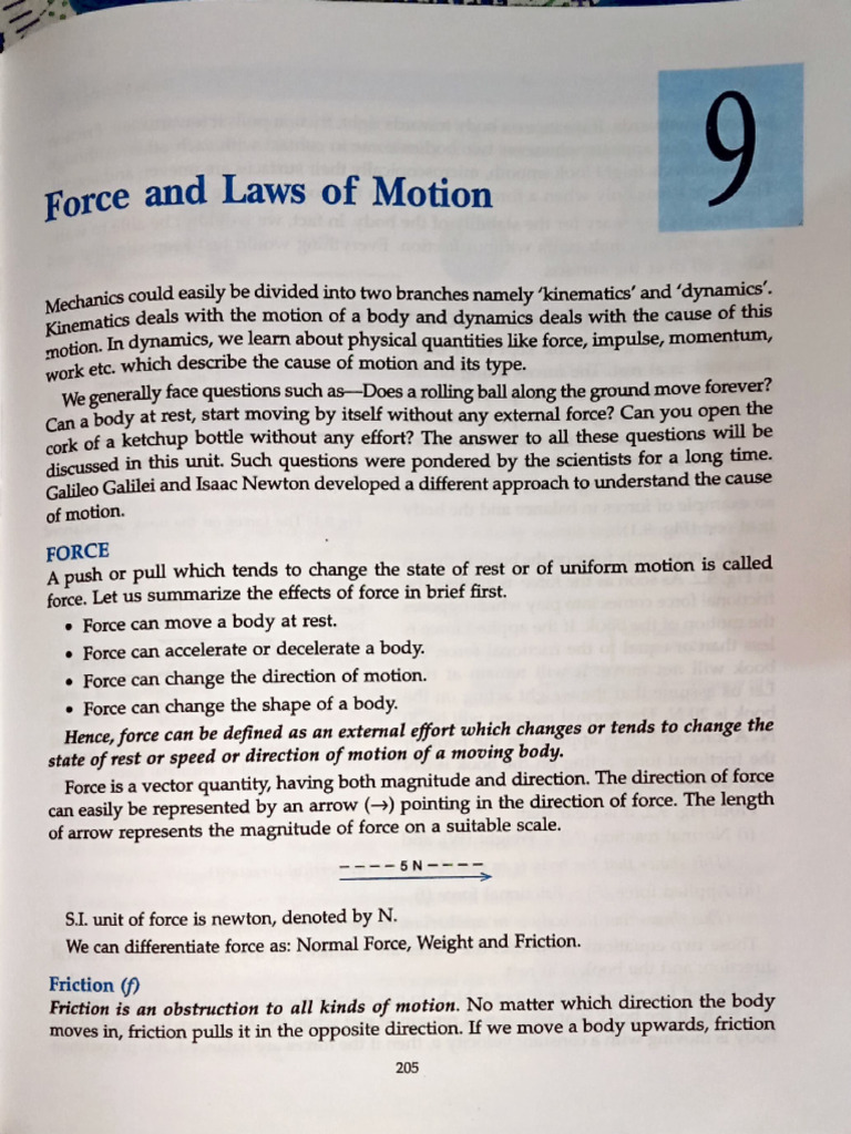 Force and Laws of Motion class 9 | PDF