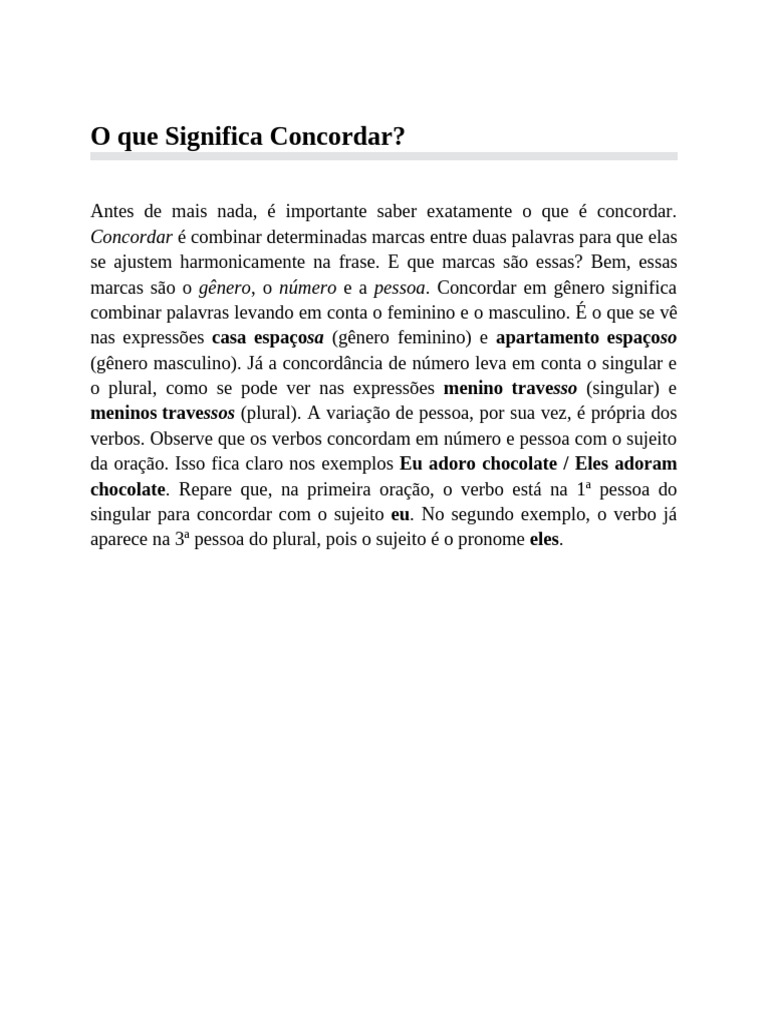 Concordância | PDF | Assunto (gramática) | Pronome