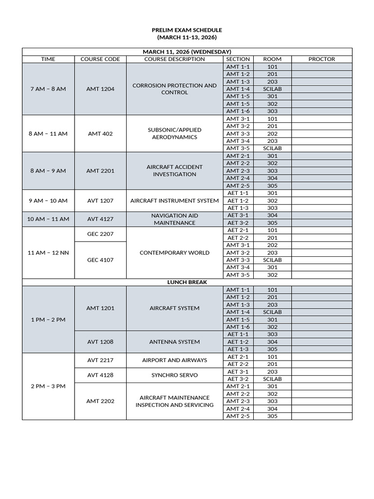 Midterm Exam Schedule | PDF