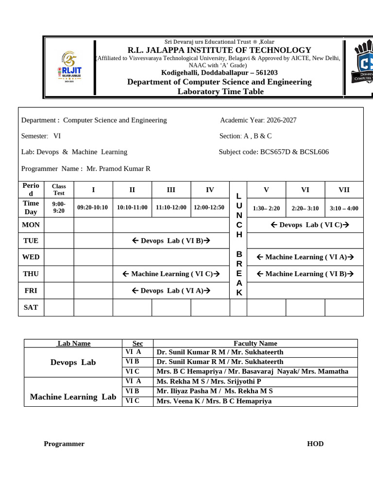lab individual time table | PDF | Software Engineering | Engineering