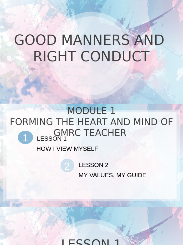 GMRC Lesson 1 2 | PDF | Value (Ethics) | Cognition
