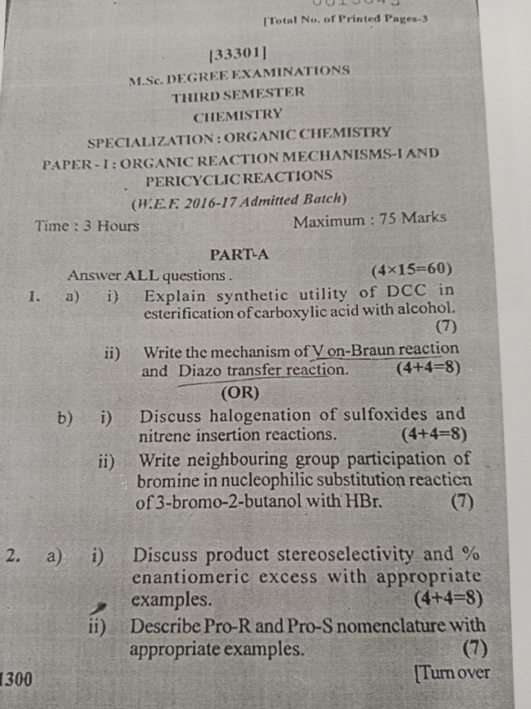 Msc 3rd Sem Model Papers | PDF