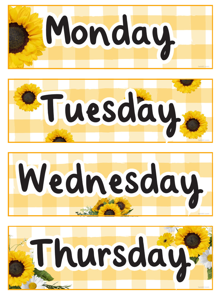 Days of the Week Labels | PDF