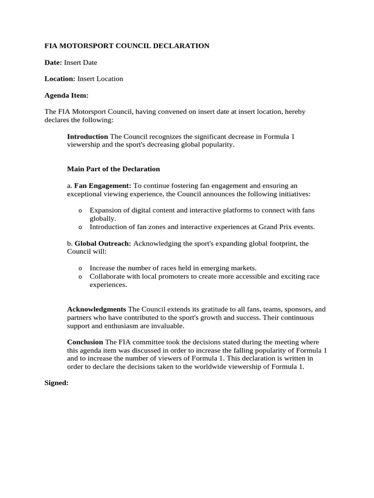 FIA Declaration Paper Format | PDF