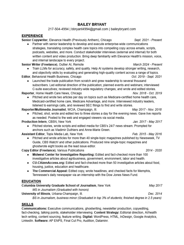 Bailey Bryant Resume 2026 | PDF