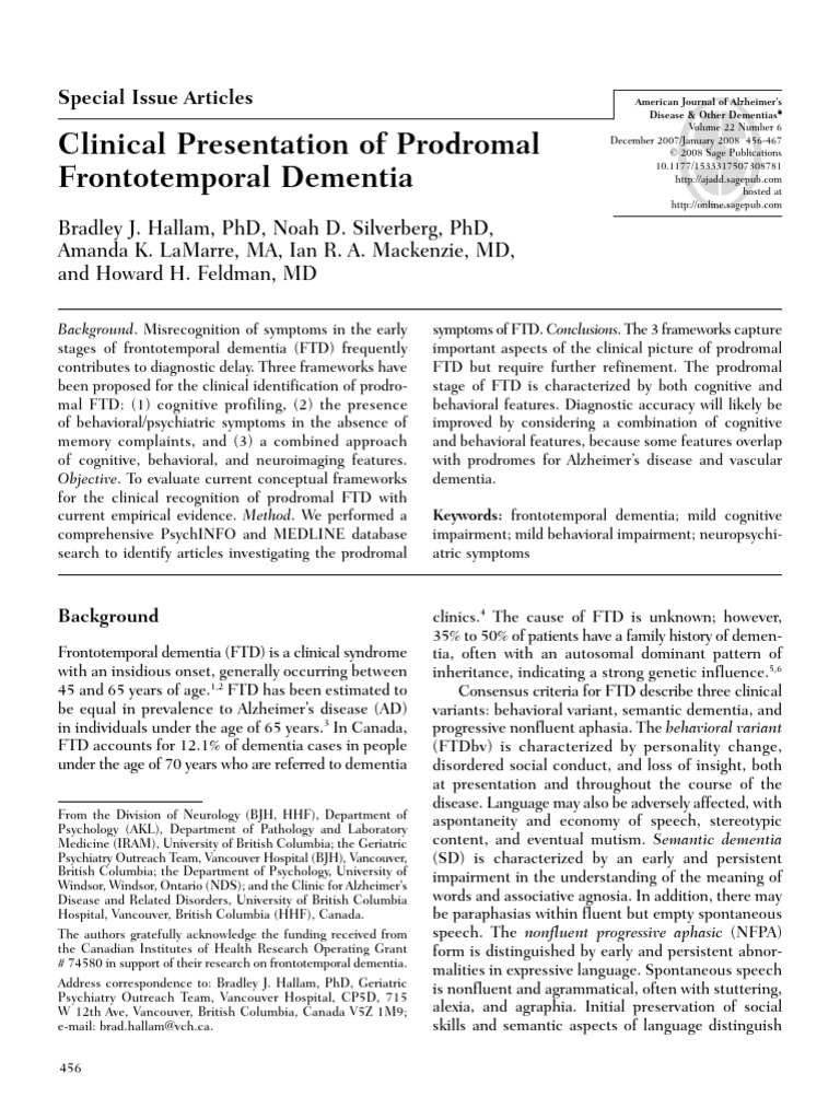 Prodromal FTD | PDF