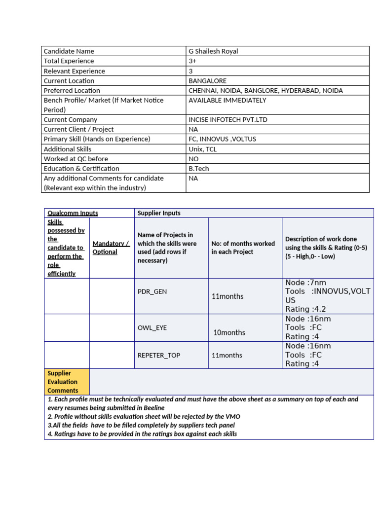 Skill Sheet | PDF