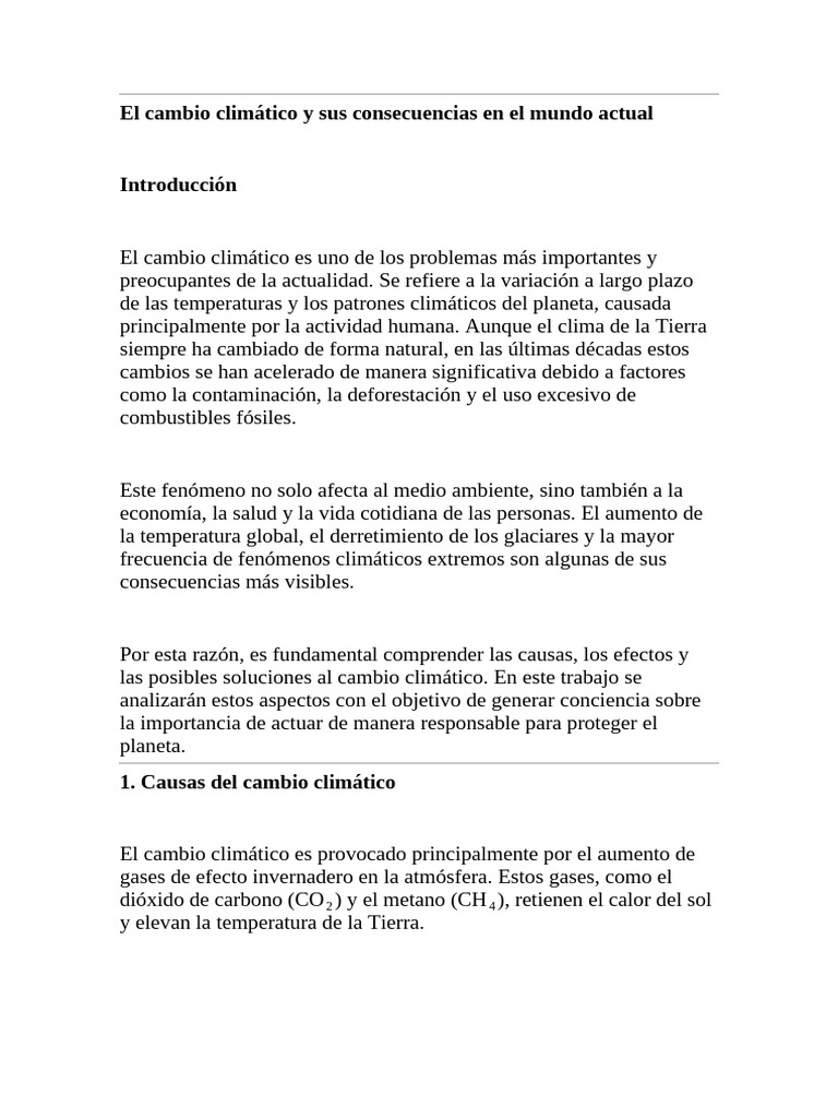 El cambio climático y sus consecuencias en el mundo actual | PDF