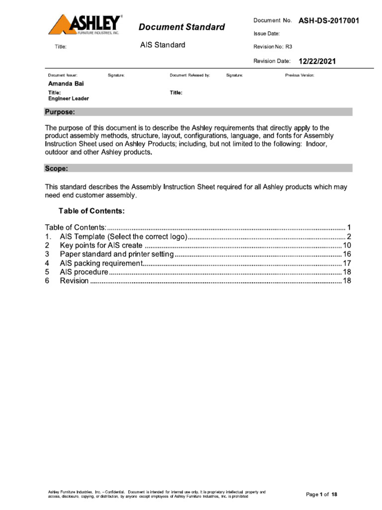 ASH-DS-2017001 AIS Standard | PDF