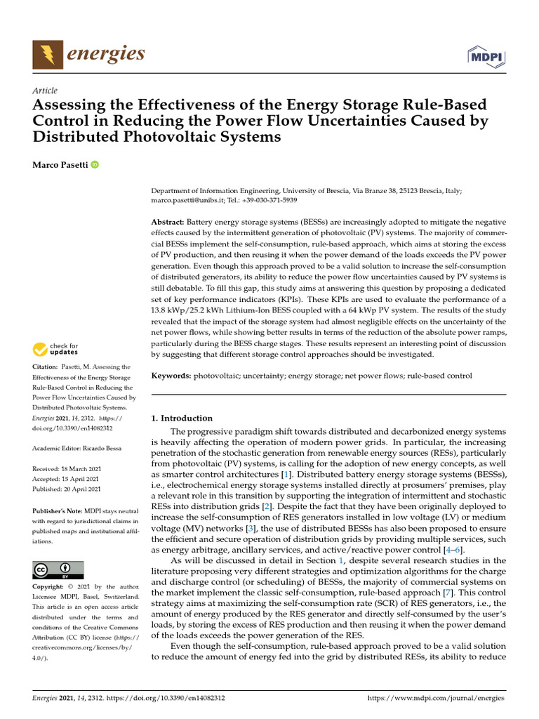 Assessing the Effectiveness of the Energy Storage | PDF