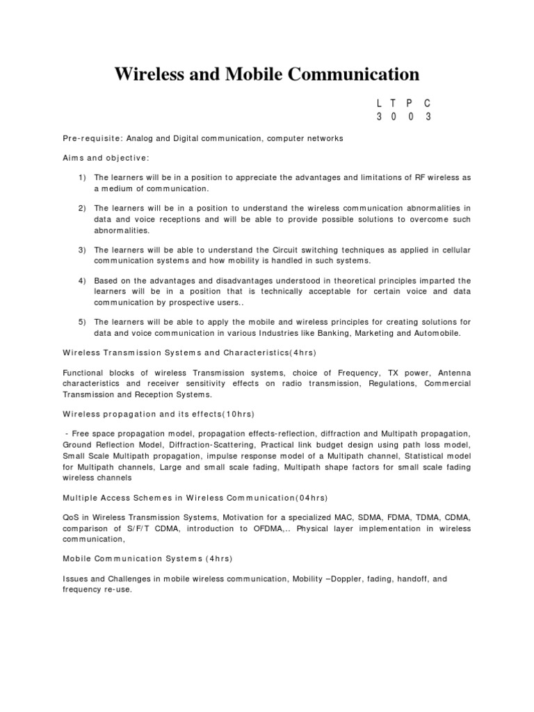 Wireless Mobile Communication Overview | PDF