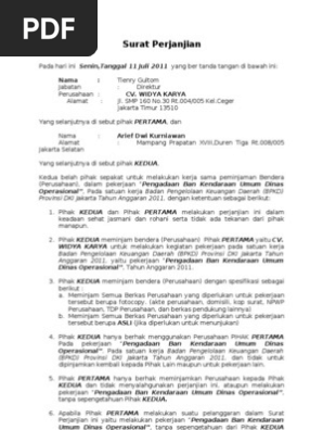 Contoh Surat Perjanjian Jam Nama Perusahaan Kumpulan Contoh Surat